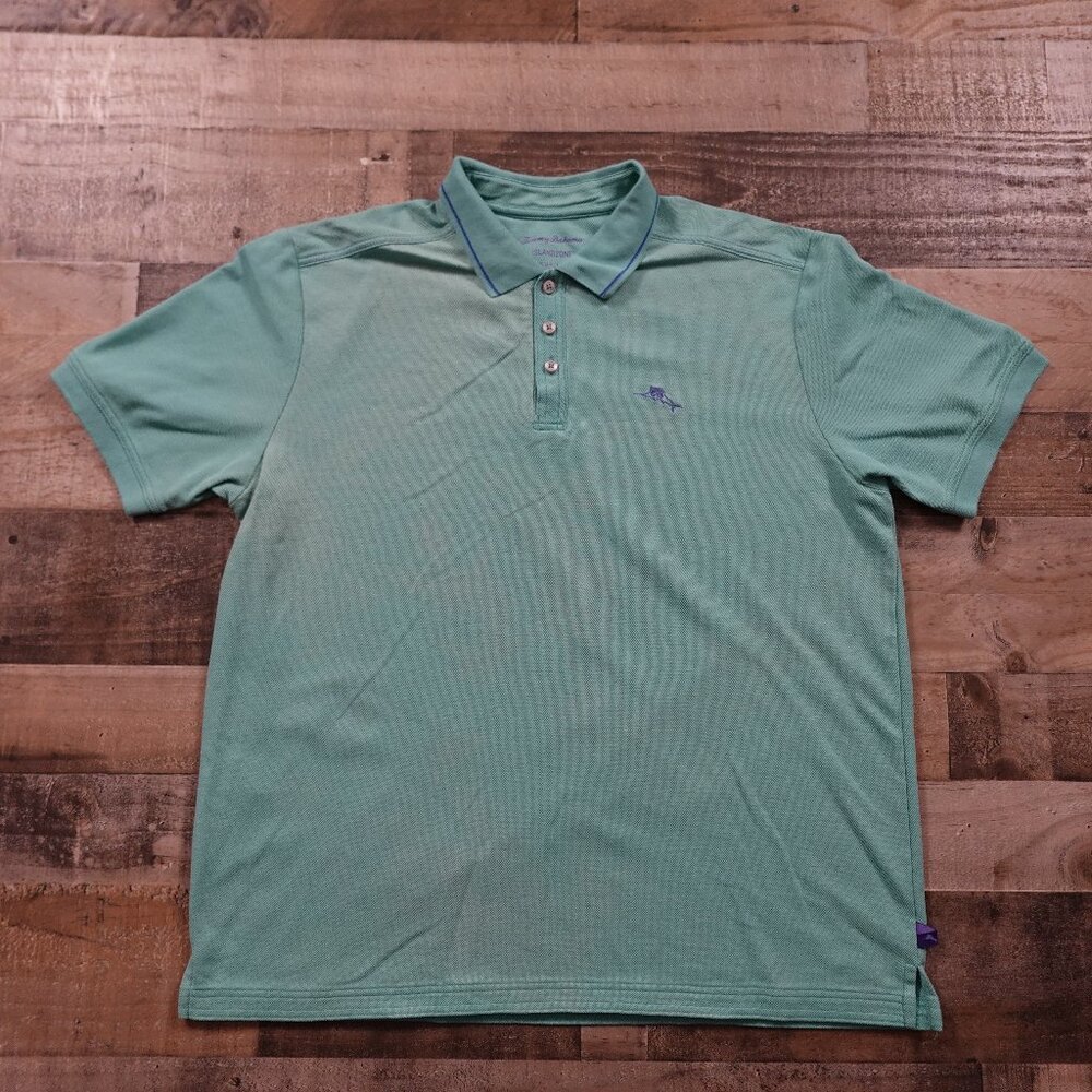 Tommy Bahama Island Zone polo shirt men's extra large aqua blue Supima‎ cotton